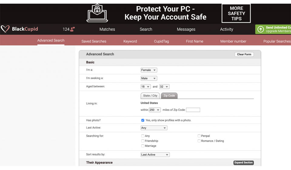 La oss se hvordan BlackCupid fungerer i praksis