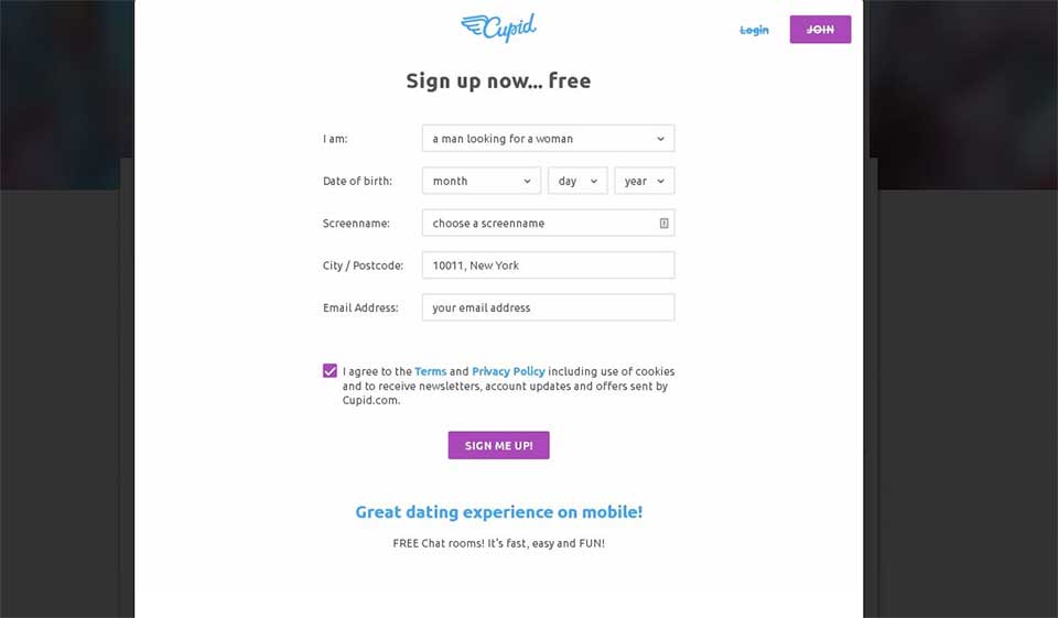 Cupid.com-søk du kan bruke for å finne treff