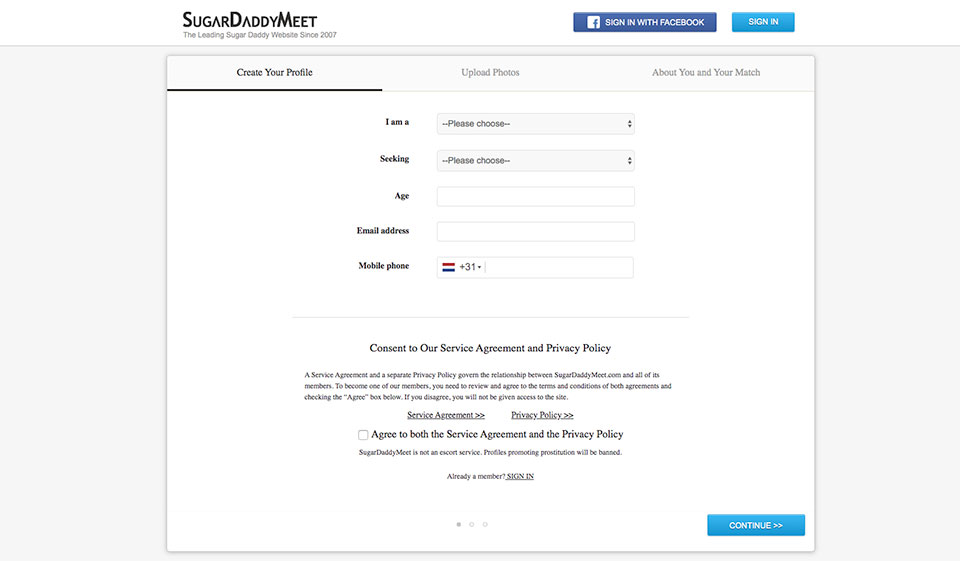 Enkel registrering for å opprette en kvalitetsbrukerprofil