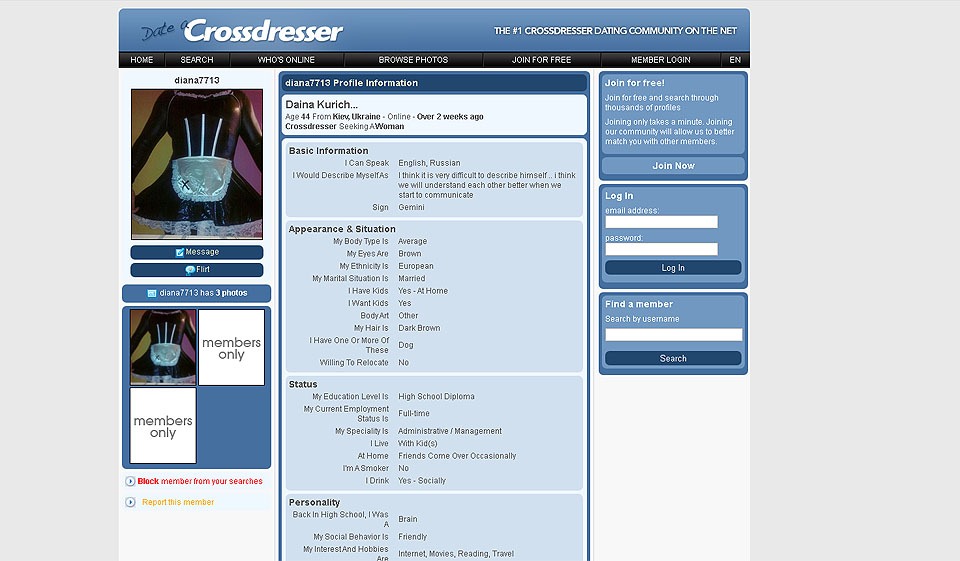 Matching og chatting på CrossDresser Heaven