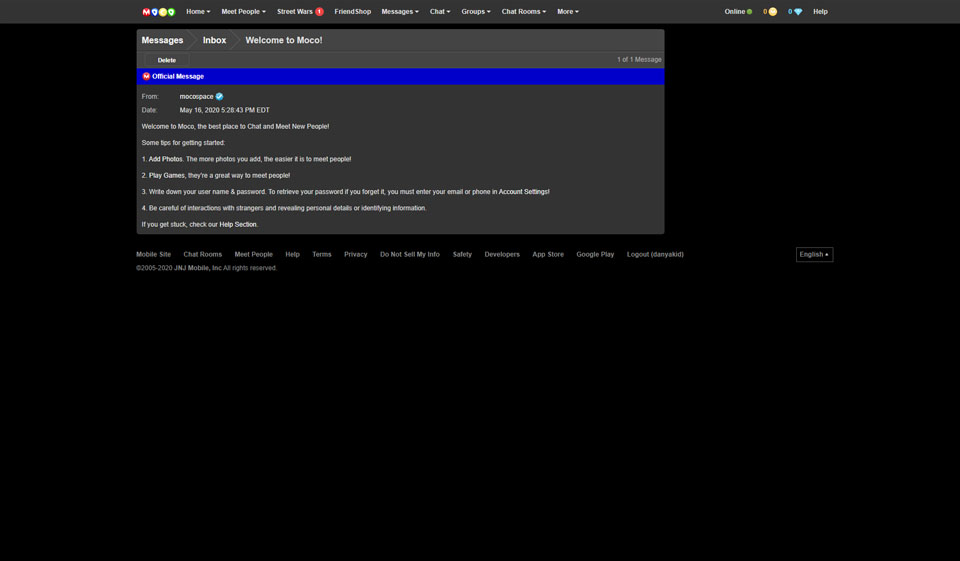 Registreringsprosess og profiloppretting av MocoSpace