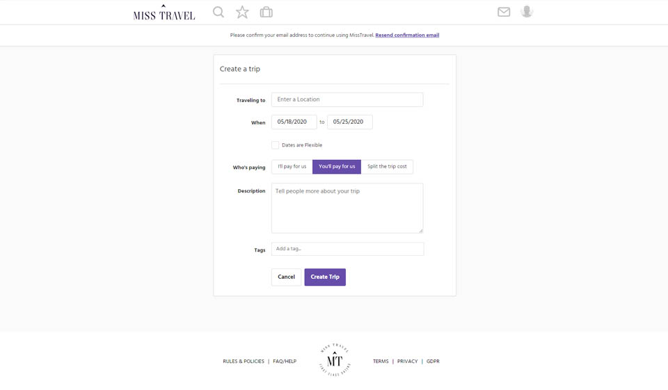 Projekt i użyteczność strony internetowej Miss Travel