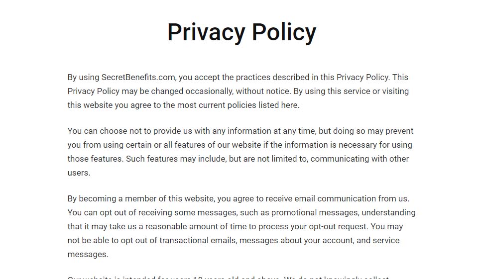 Hemmelige fordeler Registreringsprosessen og brukerprofilen
