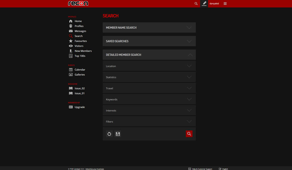 Recon søkeverktøy og filtre