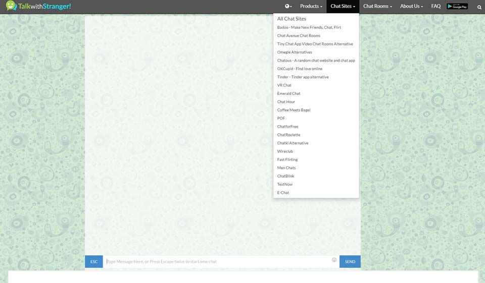 Søkealternativer for TalkWithStranger
