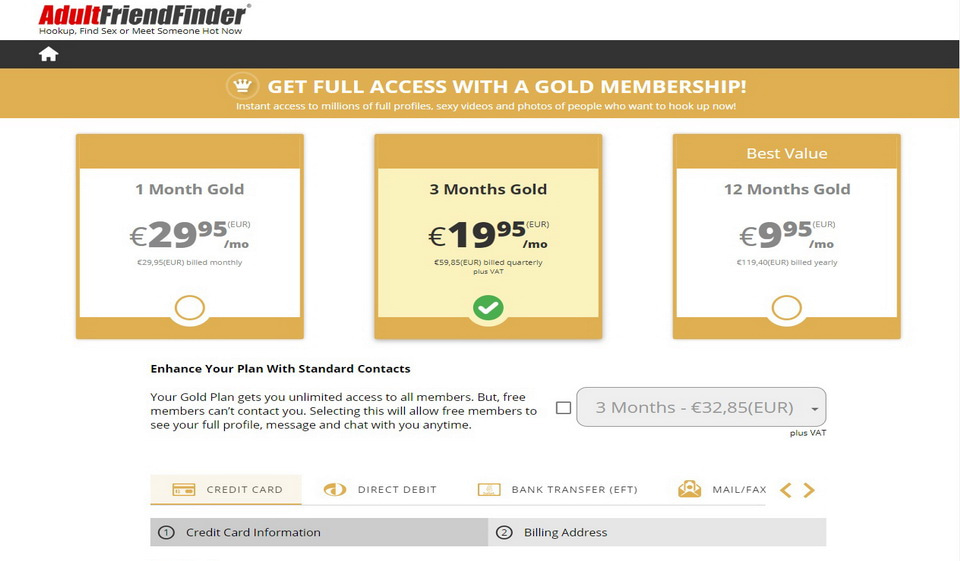 Adult Friend Finder Preise