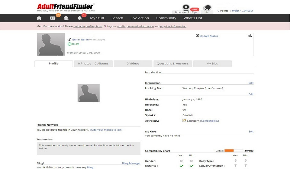 Adult Friend Finder Gratis-Mitgliedschaft