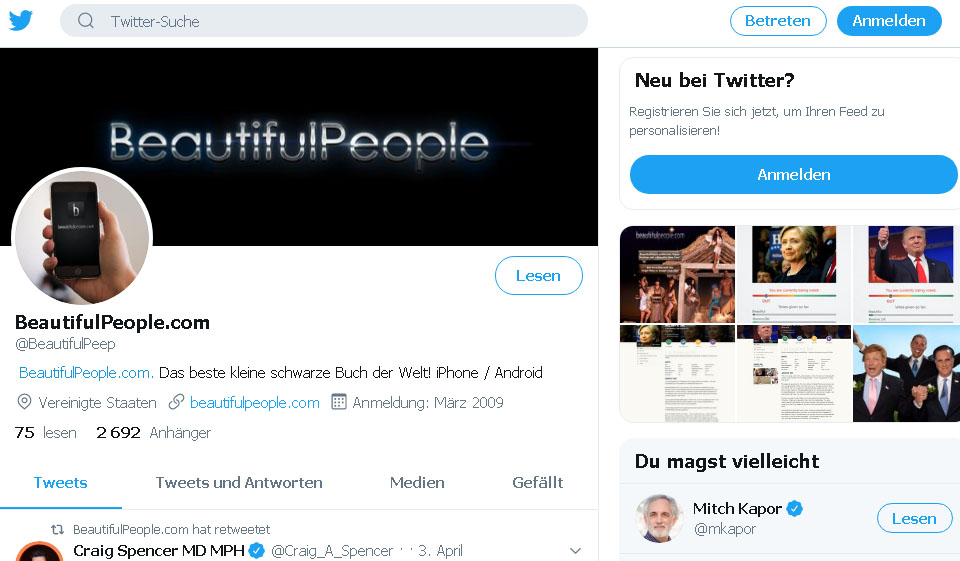 BeautifulPeople Nutzer-Profiling