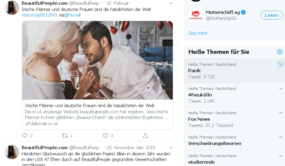 BeautifulPeople Matches und Kommunikation