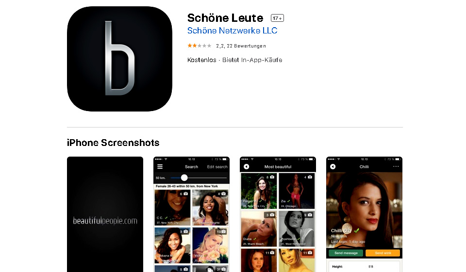 BeautifulPeople Ethnien und Nationalitäten der Nutzer