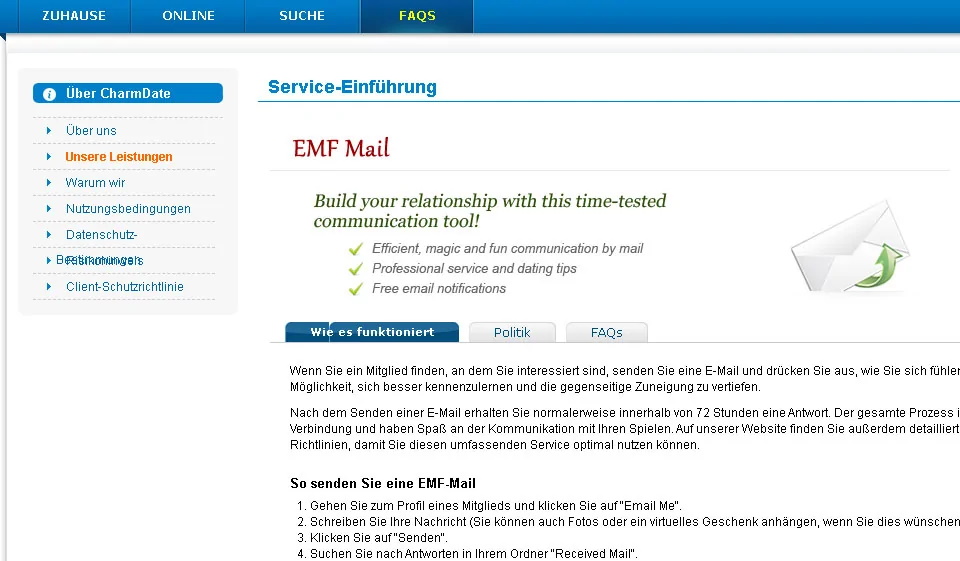 Charming Date Optimale Schnittstelle für aktive Profile