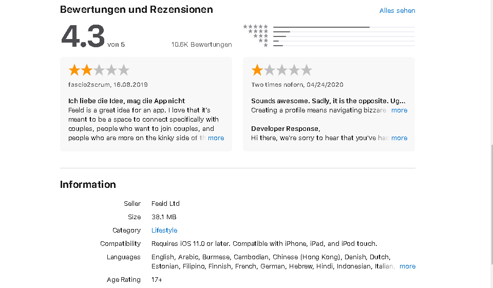 Feeld Webseite: Design und Benutzerfreundlichkeit