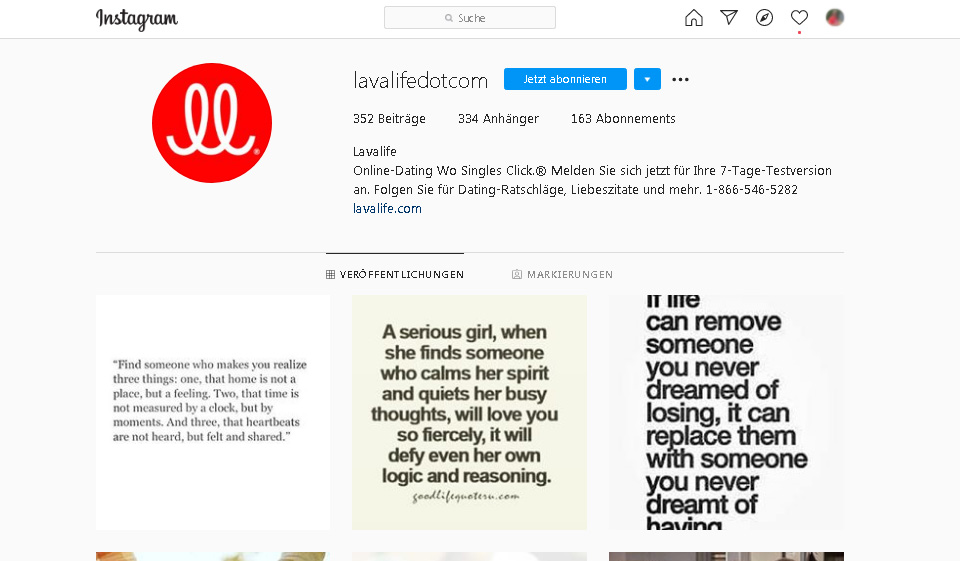 Lavalife Mobile Anwendung