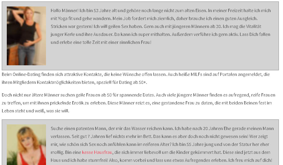 Reife Frauen im Test