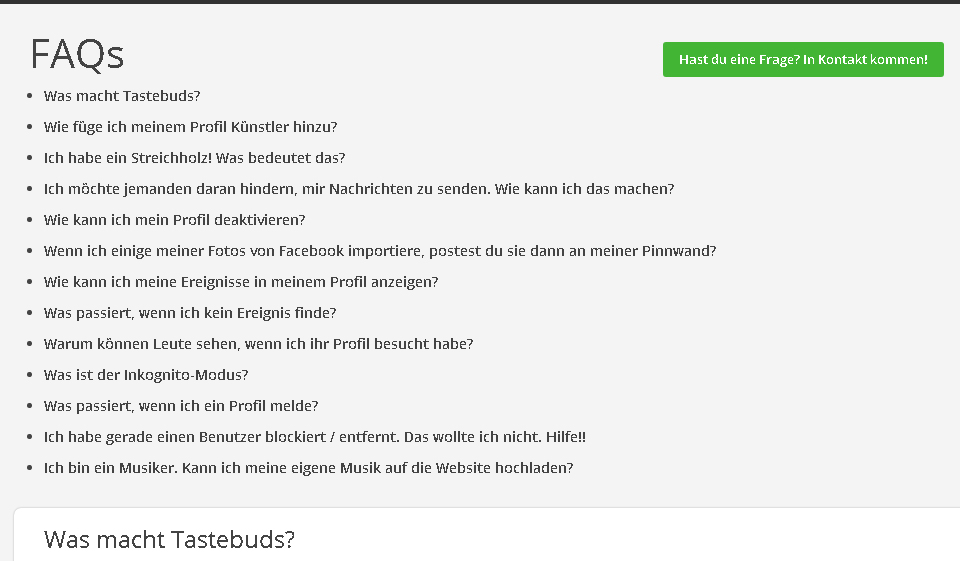 Tastebuds Die Sicherheit der Seite