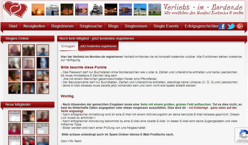 Verliebt im Norden Anmeldung und Log-In
